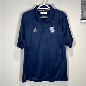 Adidas Soccer Rebels Blue Performance Polo Shirt Logo Crest Size L